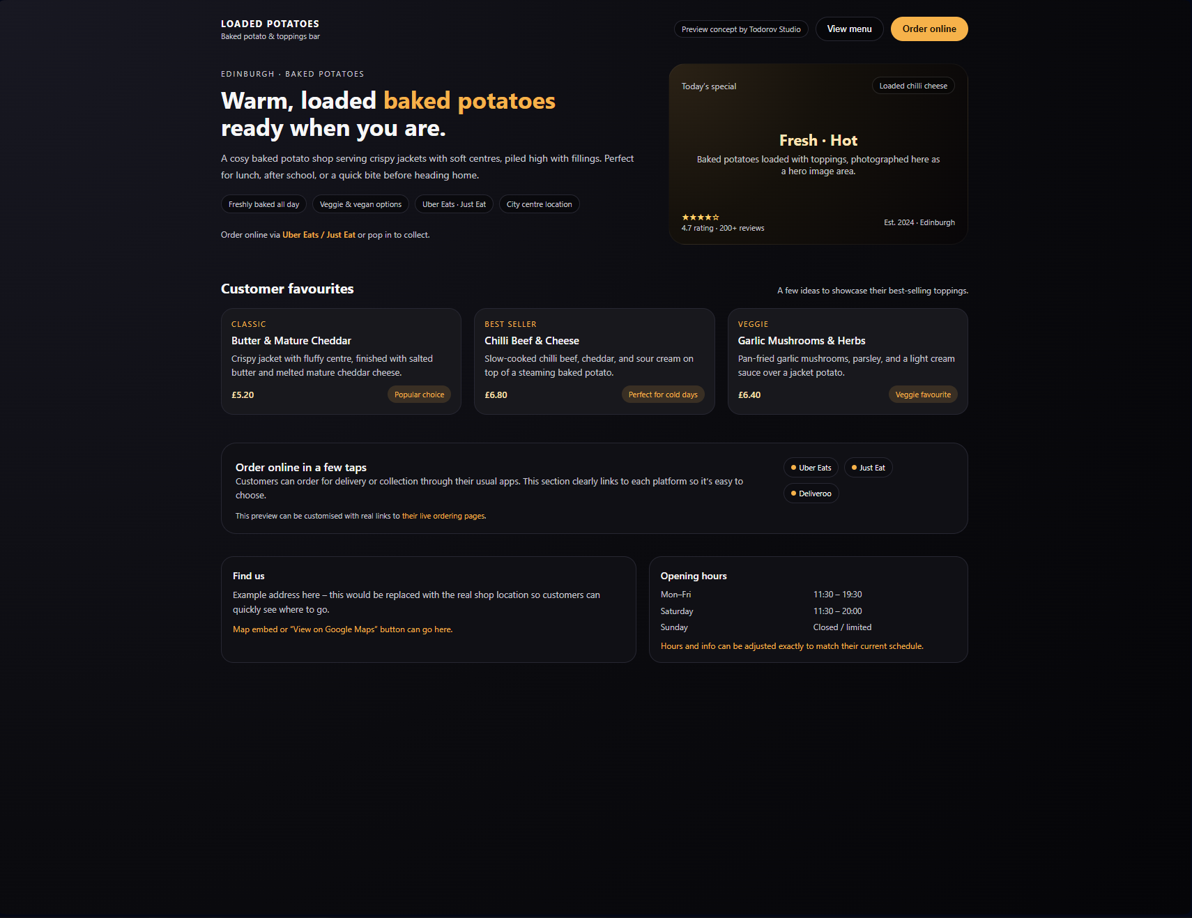 Baked Potato Website Preview